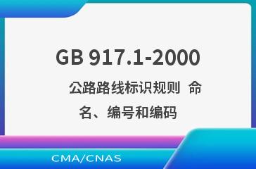 GB 917.1-2000    公路路线标识规则  命名、编号和编码